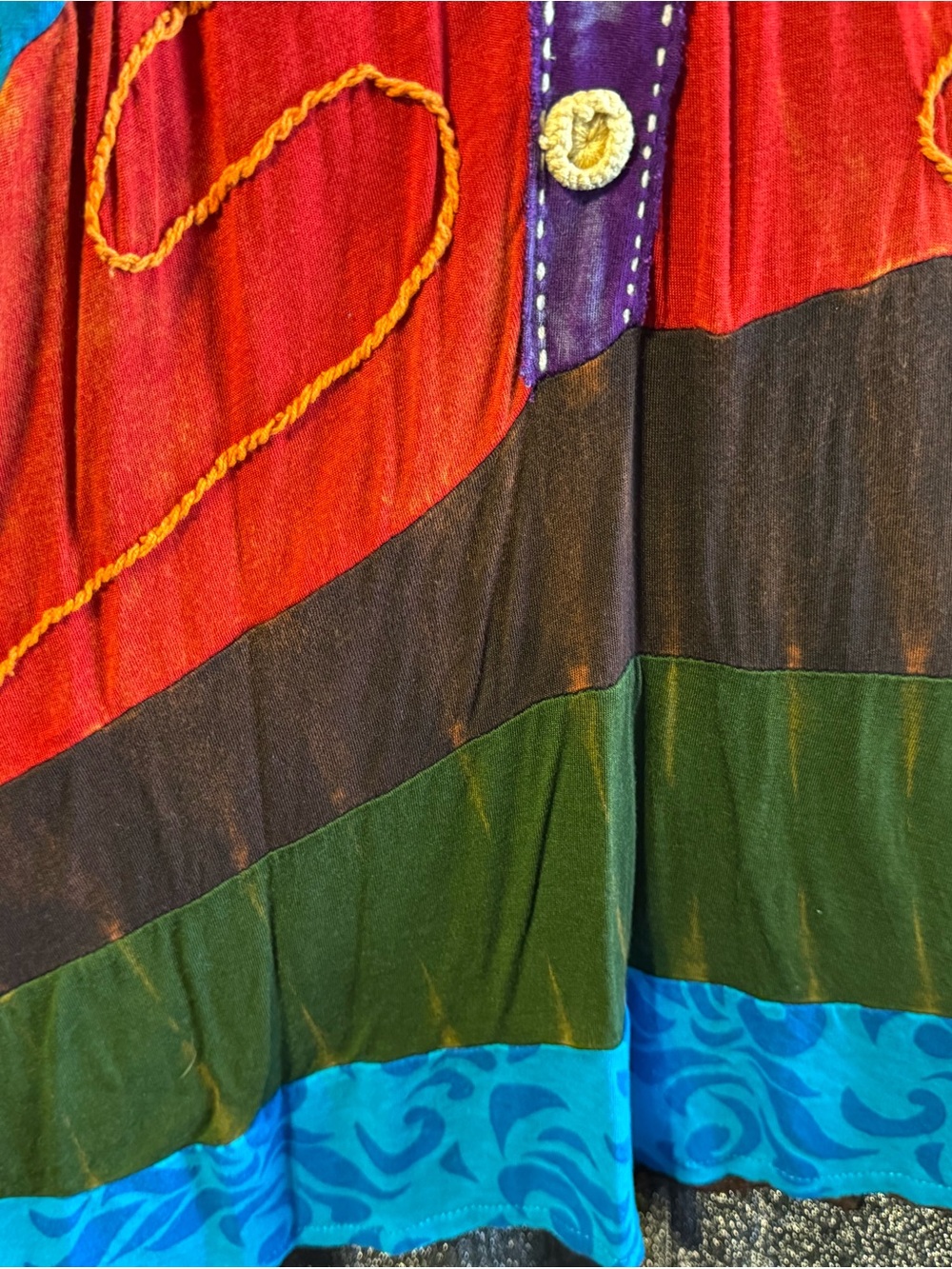 Rising International Brown Turquoise Multi-Panel Ruffle Tank Dress - Picture 5 of 5